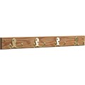 Wooden Mallet® 4 Double Prong Hook Rail Coat Rack; Brass, Light Oak