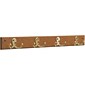 Wooden Mallet® 4 Double Prong Hook Rail Coat Rack; Brass, Medium Oak