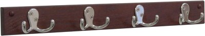 Wooden Mallet® 4 Double Prong Hook Rail Coat Rack; Nickel, Mahogany