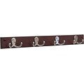 Wooden Mallet® 4 Double Prong Hook Rail Coat Rack; Nickel, Mahogany
