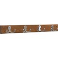 Wooden Mallet® 4 Double Prong Hook Rail Coat Rack; Nickel, Medium Oak