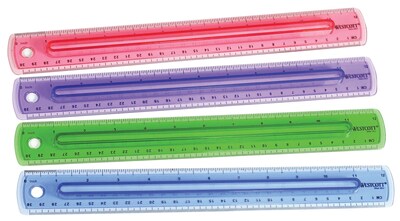 Westcott® Finger Grip 12 Plastic Ruler, Assorted Colors (00403/55276)
