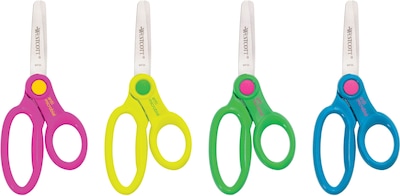 Staples 5 Kids Pointed Tip Stainless Steel Scissors, Straight Handle,  Right & Left Handed, 2/Pack (TR55054)