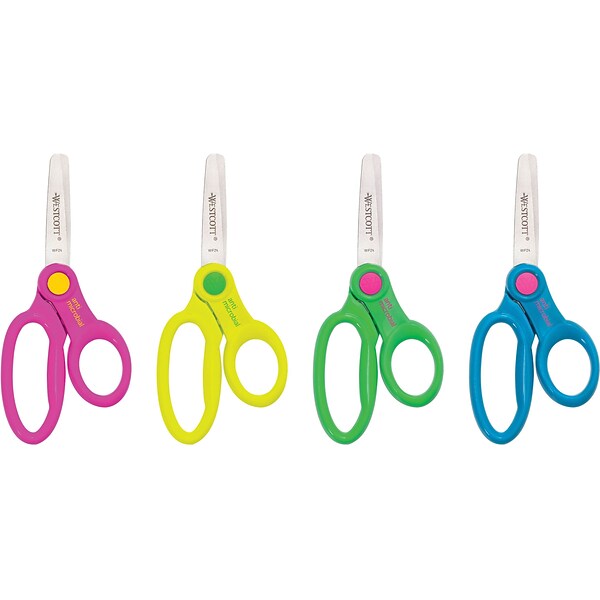 Westcott 5 Stainless Steel Kids Scissors, Blunt Tip, Assorted Colors (14606)