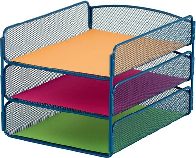 Onyx™ Triple Tray Mesh Desk Organizer, Blue