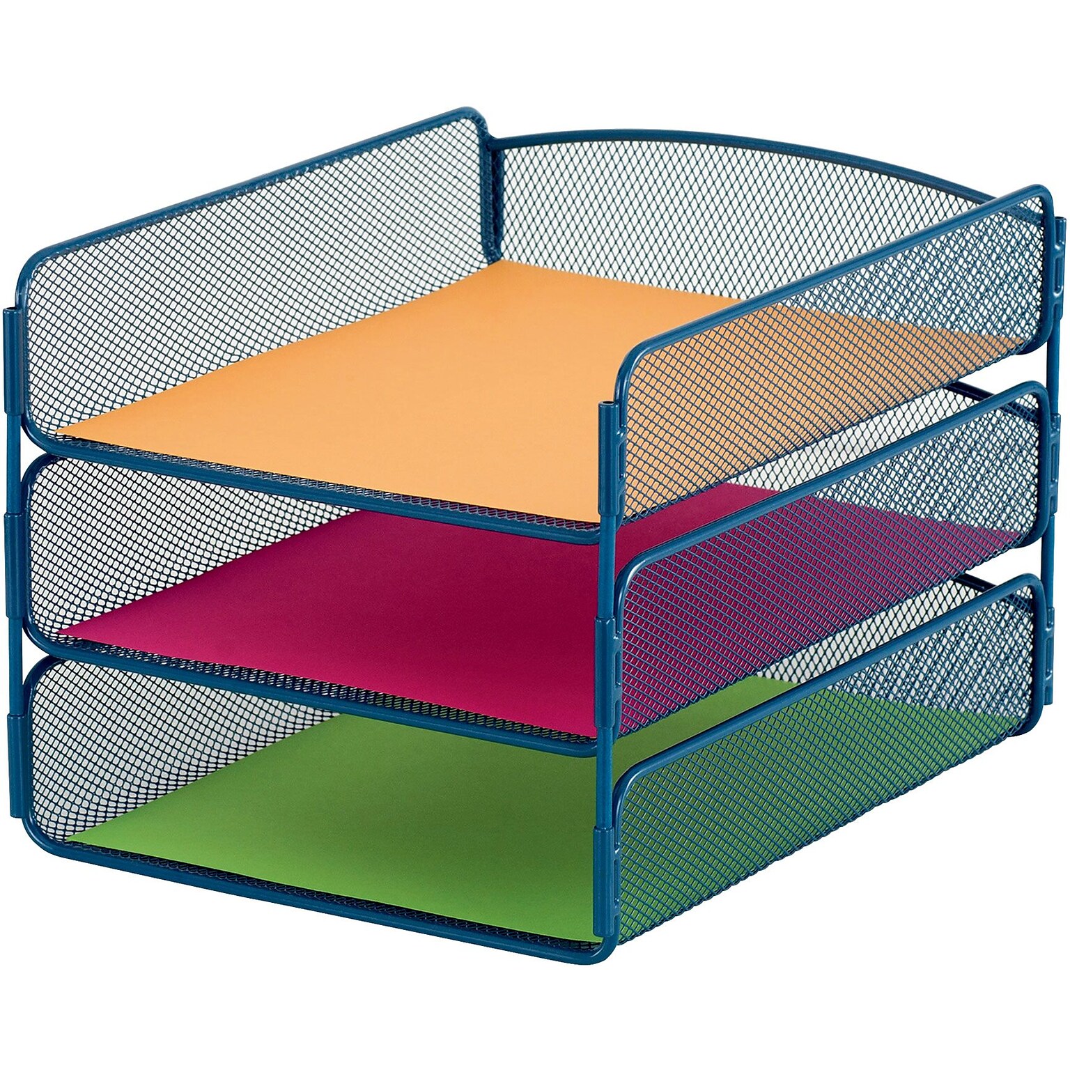 Onyx™ Triple Tray Mesh Desk Organizer, Blue