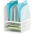 Safco Onyx 3 Horizontal, 5 Upright Sections Mesh Desk Organizer, White (3266WH)