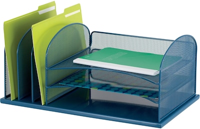 Safco Onyx 3 Horizontal, 3 Upright Section Desk Organizer, Blue (3254BU)