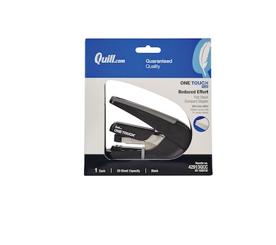Quill Brand® One-Touch Plus™ Compact Quarter Strip Desktop Stapler, 20 Sheet Capacity, Black/Gray (4