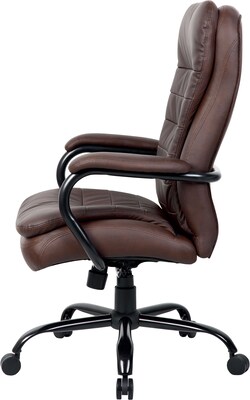 Boss LeatherPlus Faux Leather Executive Big & Tall Chair, 400 lb. Capacity, Bomber Brown (B991-BB)