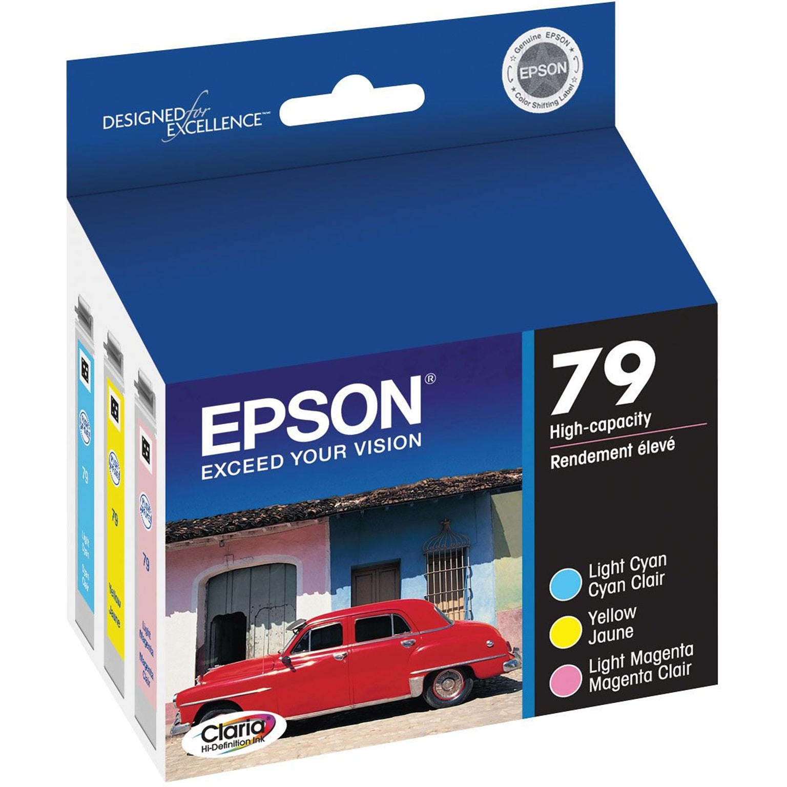 Epson T79 Light Cyan/Yellow/Light Magenta High Yield Ink Cartridge, 3/Pack