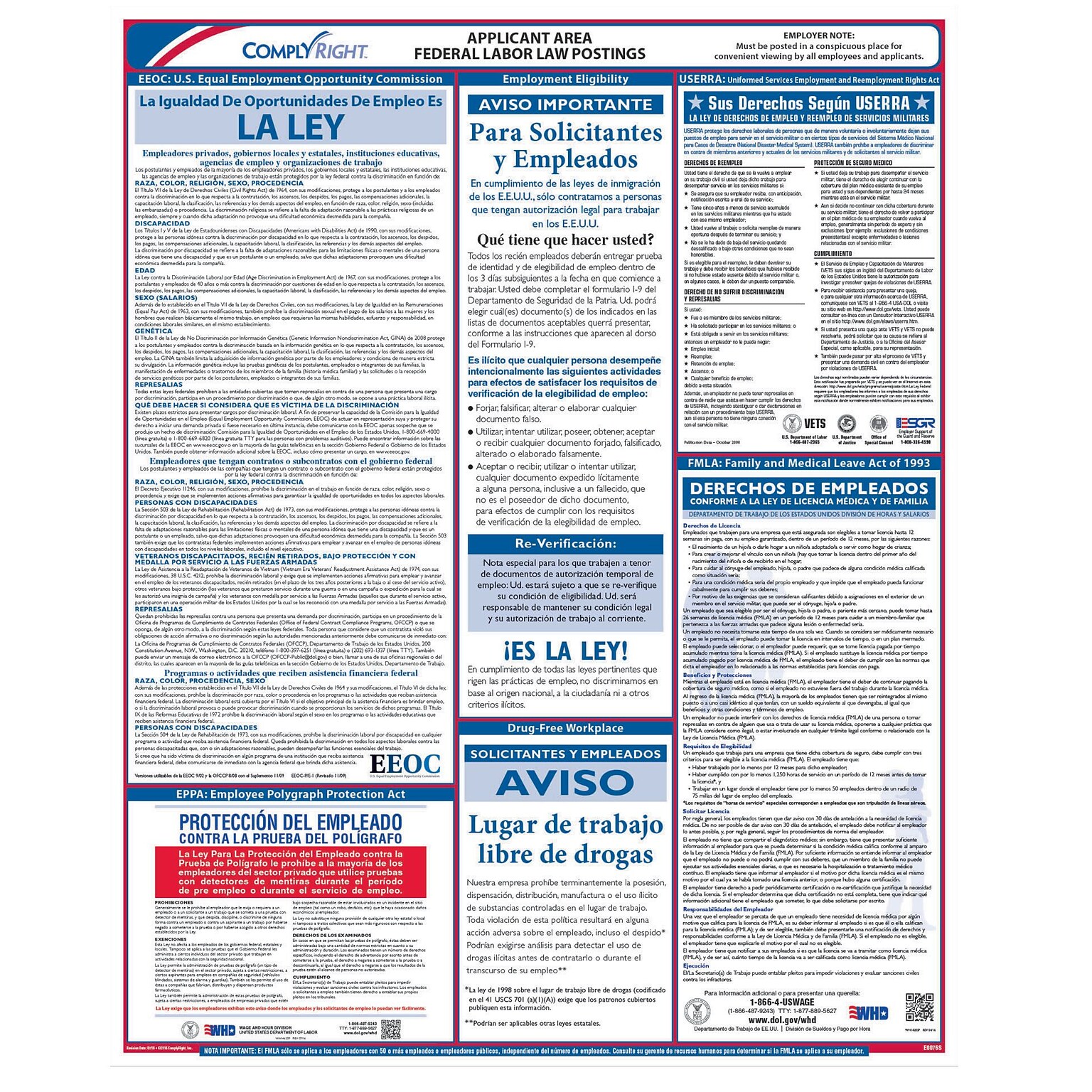 ComplyRight Federal Applicant Area Poster, Spanish (E0076S)