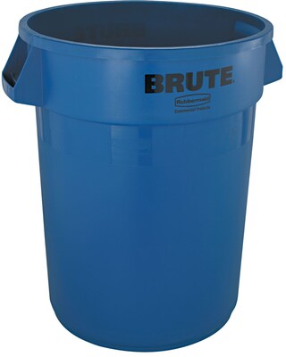 Rubbermaid Round Brute Trash Can Receptacle, Blue, 32 gal./121.12 liters