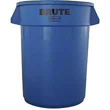 Rubbermaid Round Brute Trash Can Receptacle, Blue, 32 gal./121.12 liters