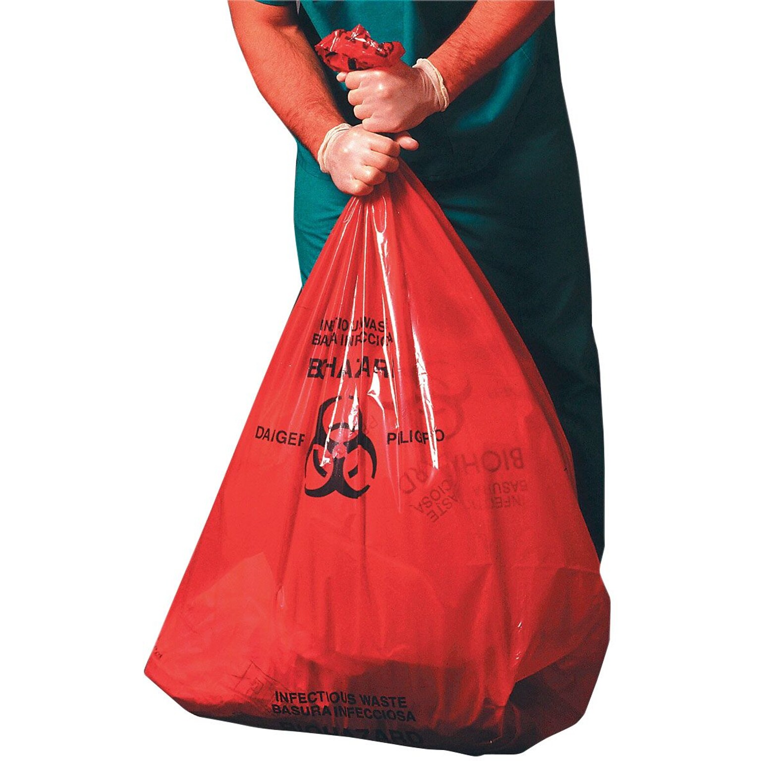 Heritage 30-33 Gallon Healthcare Printed Biohazard Trash Bags/Liners, 33x40, High Density, 14 Mic, Red, 250/Carton (Z6640HR P01)