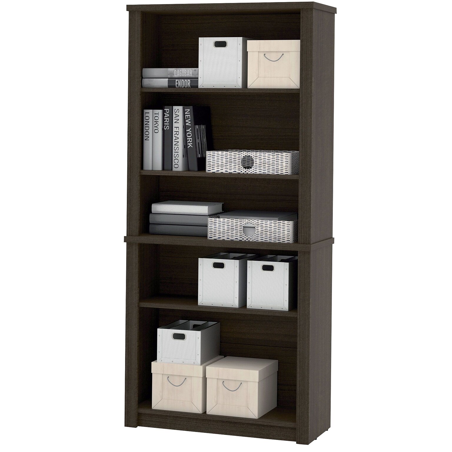 Bestar® Embassy Modular 5-Shelf 67 Laminate Bookcase, Dark Chocolate (60700-3179)