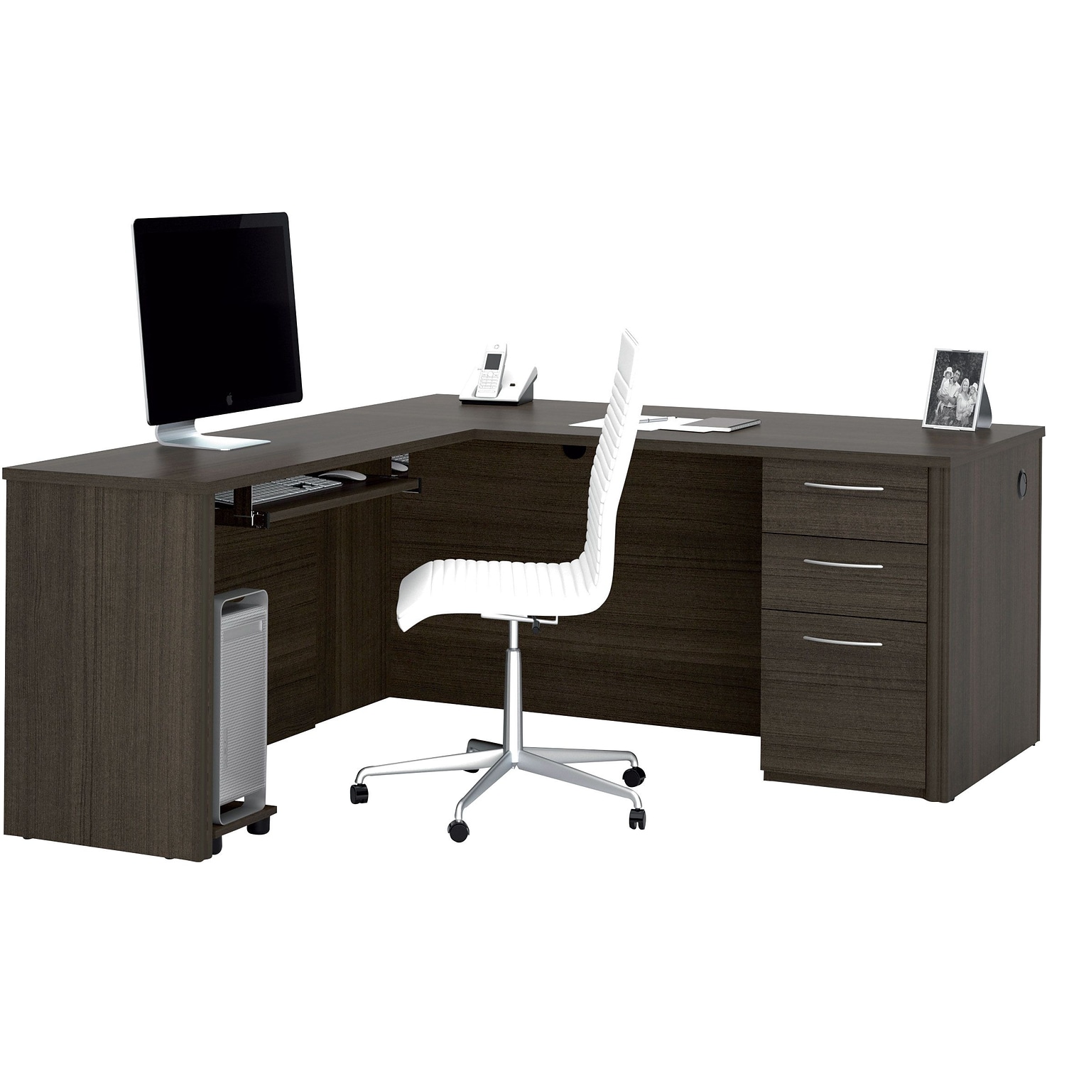 Bestar® Embassy 66W L-shaped Desk in Dark Chocolate (60852-79)