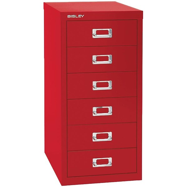 Bisley Six Drawer Steel Multidrawer File Cabinet, Red, Letter/A4 (MD6-RD)