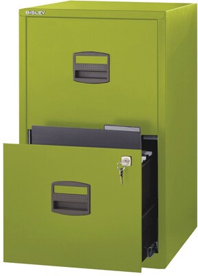 Bisley Two Drawer Steel Home or Office Filing Cabinet, Green, Letter/A4 (FILE2-GR)