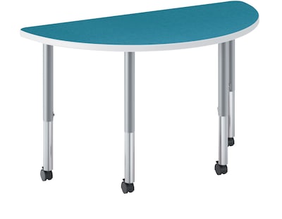 HON® Build™ Half Round Shape Table, Blue Agave Finish/Platinum Legs, 60W x 30D