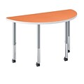 HON® Build™ Half Round Shape Table, Tangerine Finish/Platinum Legs, 60W x 30D