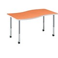 HON® Build™ Ribbon Shape Table, Tangerine Finish/Platinum Legs, 54W x 30D