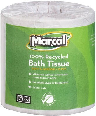 Marcal Small Steps 100% Recycled Bath Tissue Rolls 2-Ply 48 Rolls/Case (6495)