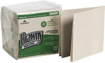 Brawny Professional D400 Durable Fibers Cleaning Wipers, 12.5 x 13, Oatmeal, 18/Pack (20000)