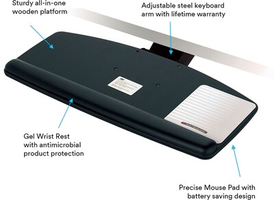 Easy Adjust Standard Keyboard Tray, 25-1/2w x 12d, Black