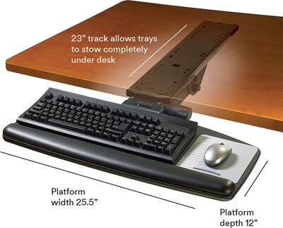 Easy Adjust Standard Keyboard Tray, 25-1/2w x 12d, Black