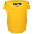 Rubbermaid Round Brute Trash Can Container w/Venting Channels, Yellow, 44 gallon
