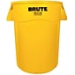 Rubbermaid Round Brute Trash Can Container w/Venting Channels, Yellow, 44 gallon