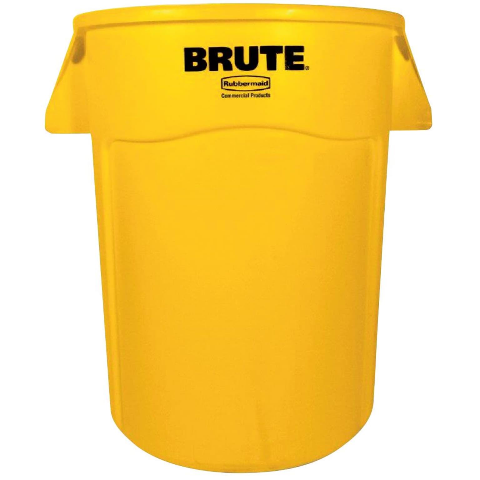 Rubbermaid Round Brute Trash Can Container w/Venting Channels, Yellow, 44 gallon