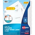 Avery Big Tab Printable Paper Dividers with Large White Labels, 8 Tabs, White, 4 Sets/Pack (14439)