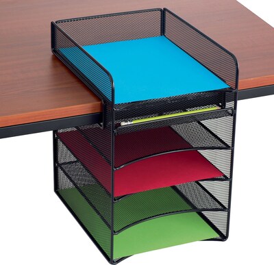 Safco Onyx Stackable Horizontal Hanging Desk Storage, Black Mesh (3240BL)