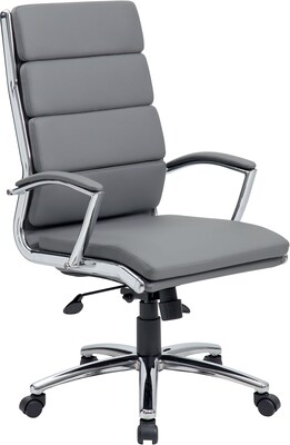Boss Executive CaressoftPlus Chair with Metal Chrome Finish, Grey (B9471-GY)