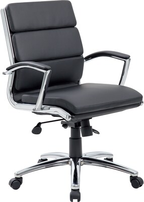Boss CaresoftPlus Executive Series High Back Executive Chair with Metal Chrome Finish, Black (B9476-BK)