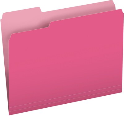 Pendaflex Recycled File Folder, 1/3-Cut Tab, Assorted, Letter Size, Pink/Light Pink, 100/Box (152 1/3 PIN)