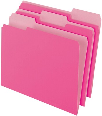 Pendaflex Recycled File Folder, 1/3-Cut Tab, Assorted, Letter Size, Pink/Light Pink, 100/Box (152 1/3 PIN)