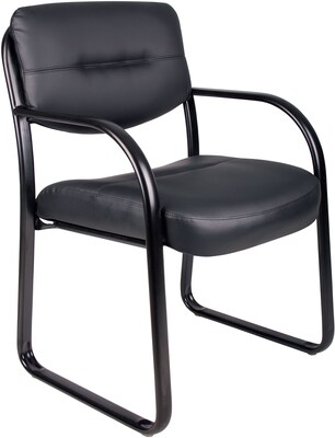 Boss Leather Sled Base Side Chair W/ Arms