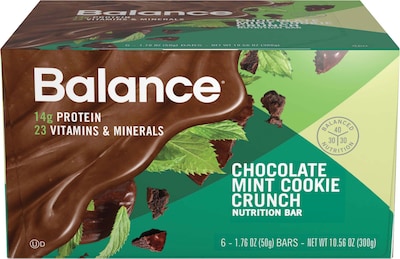 Balance Protein Bar, Chocolate Mint Cookie Crunch, 1.76 oz., 6/Box (NRN53785)