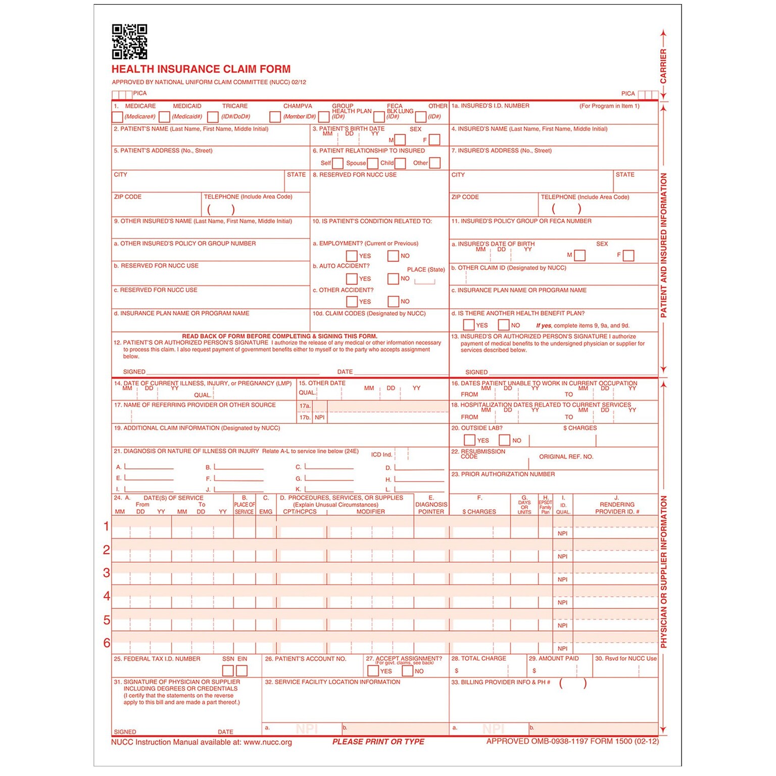 TOPS Centers for Medicare and Medicaid Services Forms, 8-1/2 x 11, 250/Pack (50135RV)