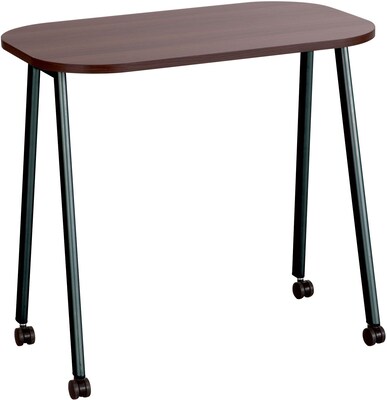 Safco® Mobile Work Table, Walnut Top, Black Legs