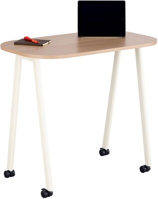 Safco® Mobile Work Table, Beech Top, White Legs