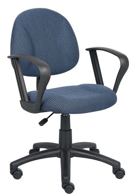 Boss Perfect Posture Deluxe Office Task Chair with Loop Arms, Blue (B317-BE)