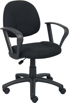 Boss Perfect Posture Deluxe Office Task Chair with Loop Arms, Black (B317-BK)