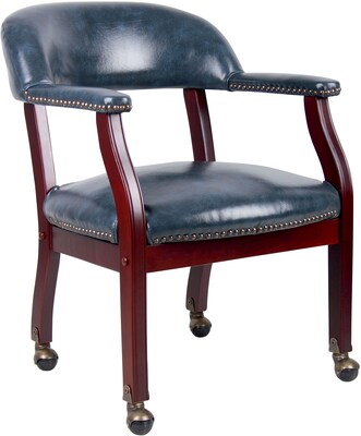 Boss® Captains Guest Chair in Blue Vinyl with Casters