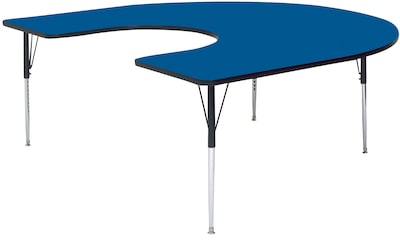 60x66 Blue Horseshoe-Shaped Table