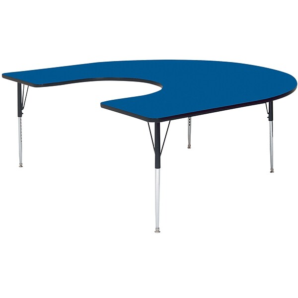 60x66 Blue Horseshoe-Shaped Table