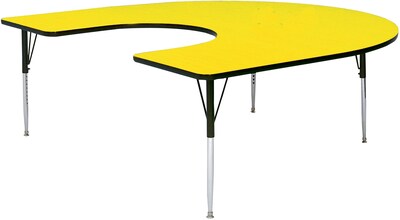 Correll® 60D x 66L Horseshoe Shaped Heavy Duty Activity Table; Yellow High Pressure Laminate Top